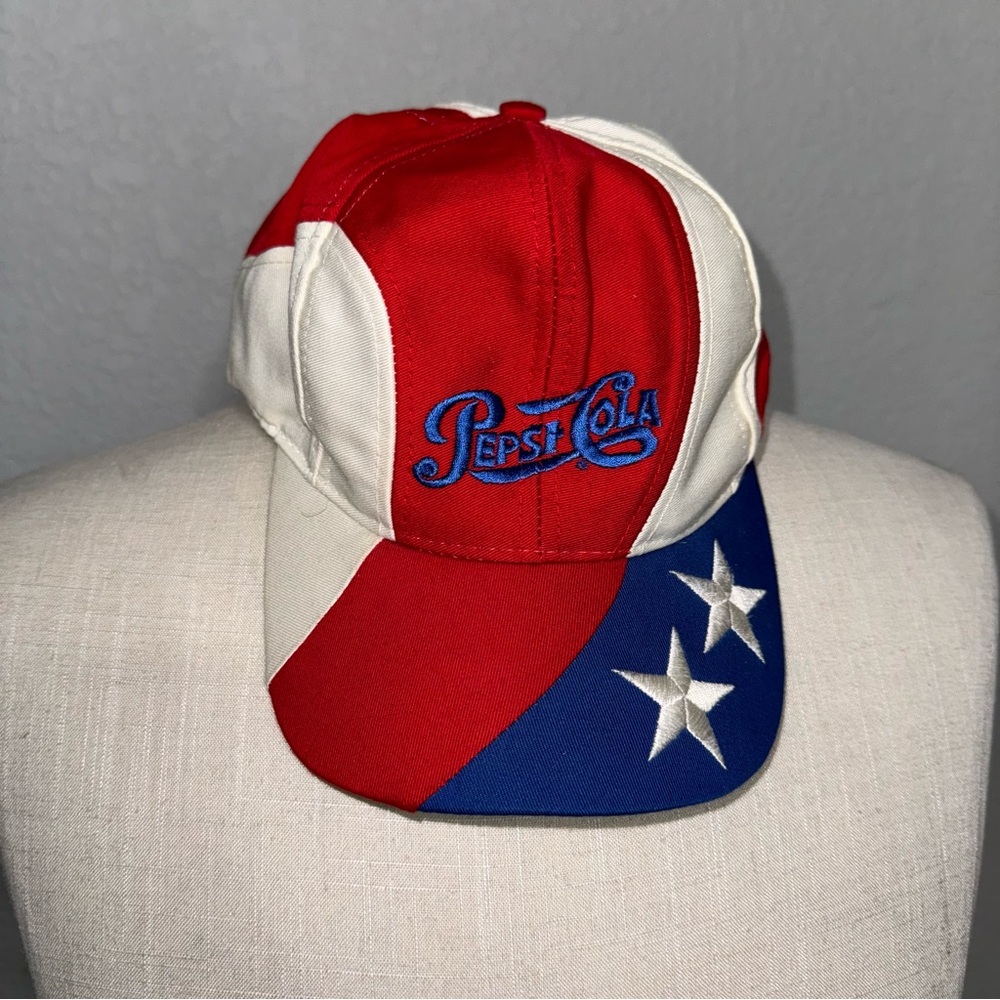 Rare Vintage Pepsi Cola 2 Stars Snapback hat cap red white blue